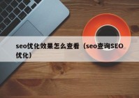 seo优化效果怎么查看（seo查询SEO优化）