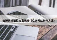 临沂网站建设方案表格（临沂网站制作方案）